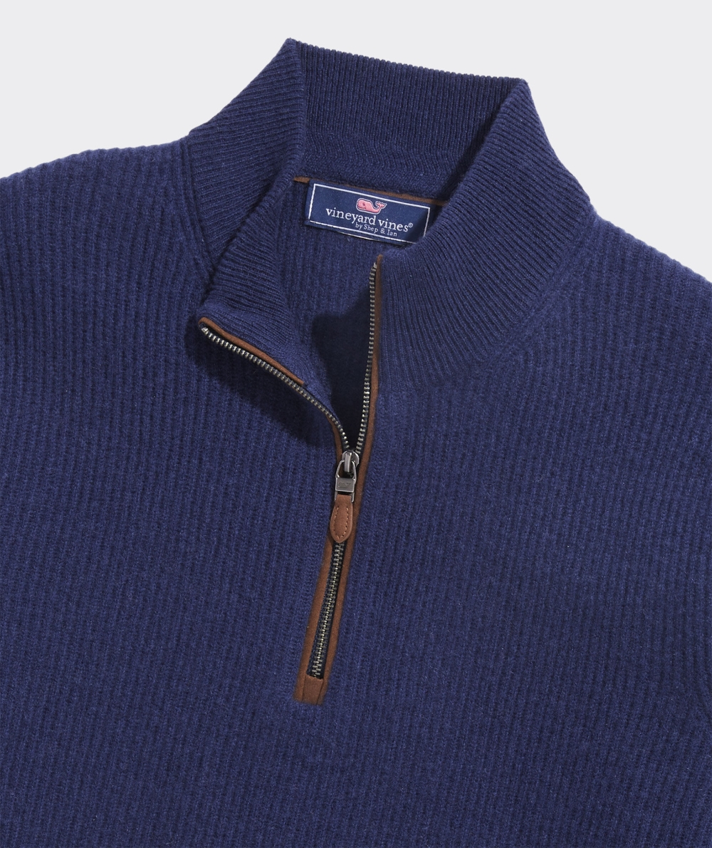 Suéteres Vineyard Vines Cashmere Fisherman Rib Quarter-Zip Sueter Hombre Azules | PBW-698510