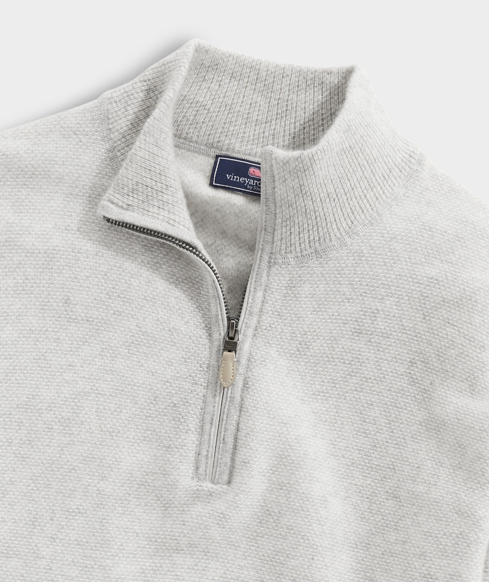 Suéteres Vineyard Vines Cashmere Reverse Birdseye Quarter-Zip Sueter Hombre Grises Claro | FSE-625809