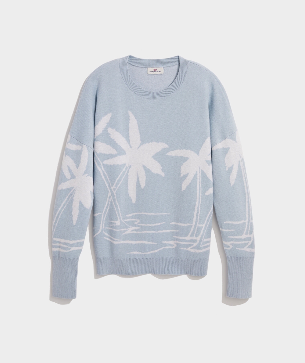 Suéteres Vineyard Vines Palm Crewneck Sueter Mujer Ice Water | WCE-681920