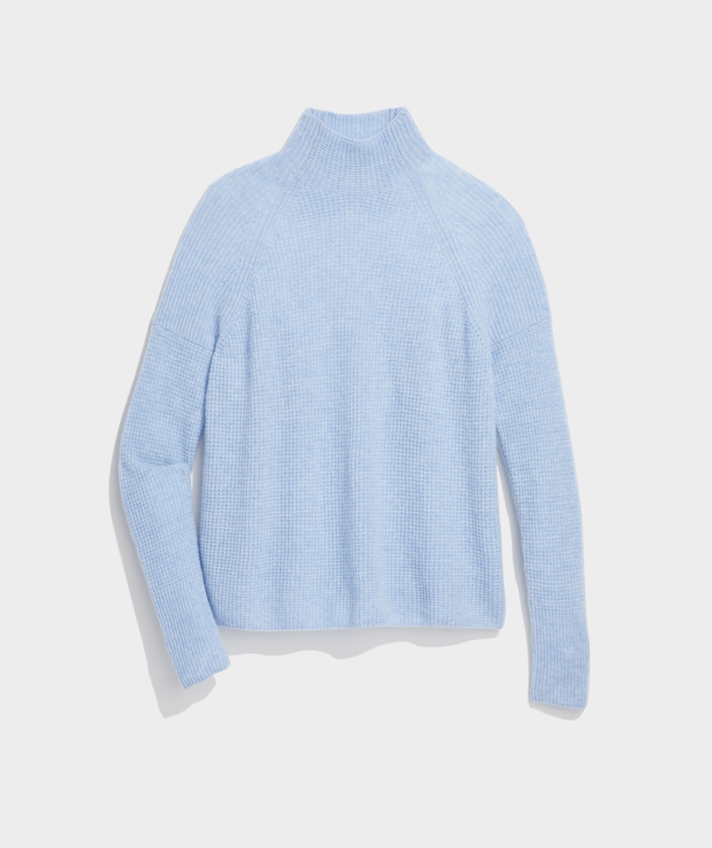 Suéteres Vineyard Vines Seaspun Cashmere Waffle Mock Neck Sueter Mujer Azules | DKU-503912