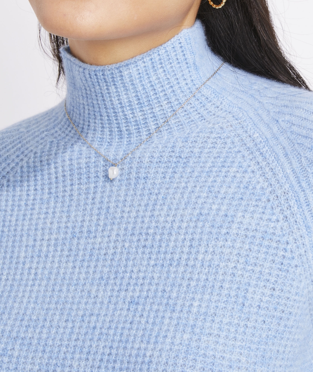 Suéteres Vineyard Vines Seaspun Cashmere Waffle Mock Neck Sueter Mujer Azules | DKU-503912