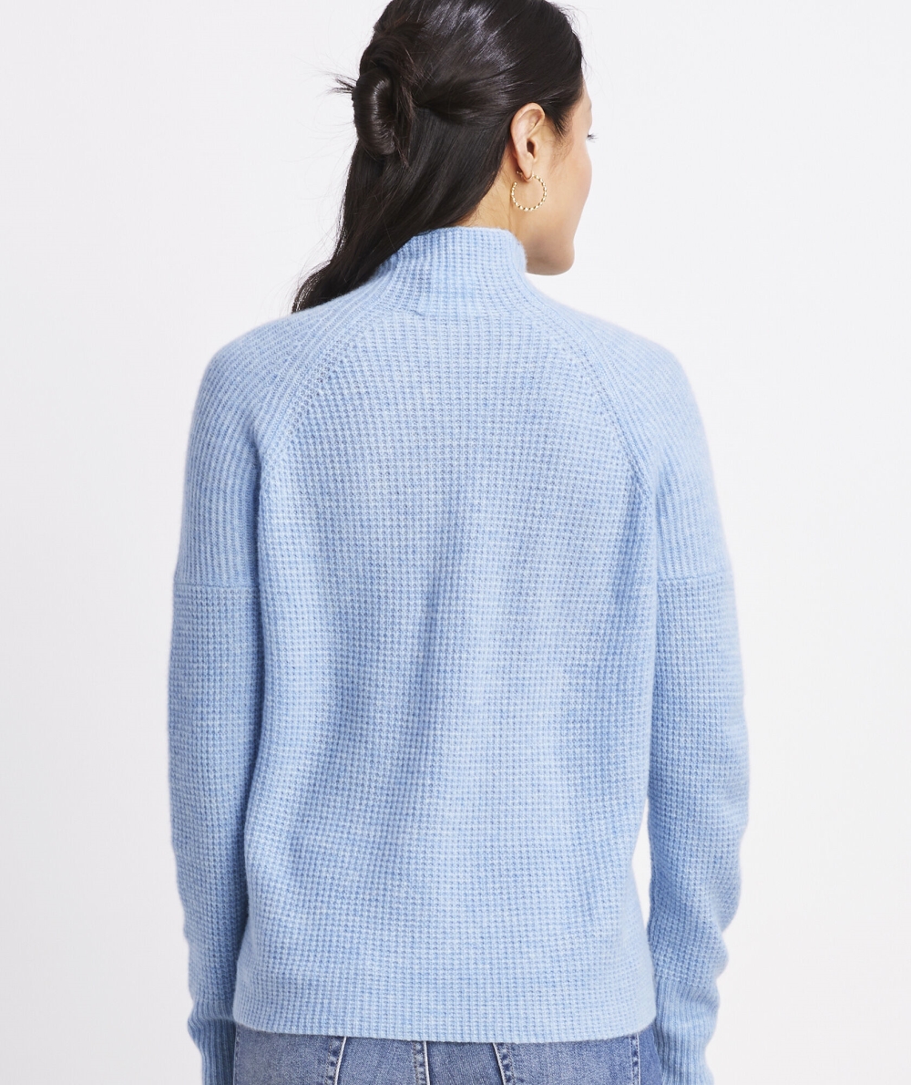 Suéteres Vineyard Vines Seaspun Cashmere Waffle Mock Neck Sueter Mujer Azules | DKU-503912