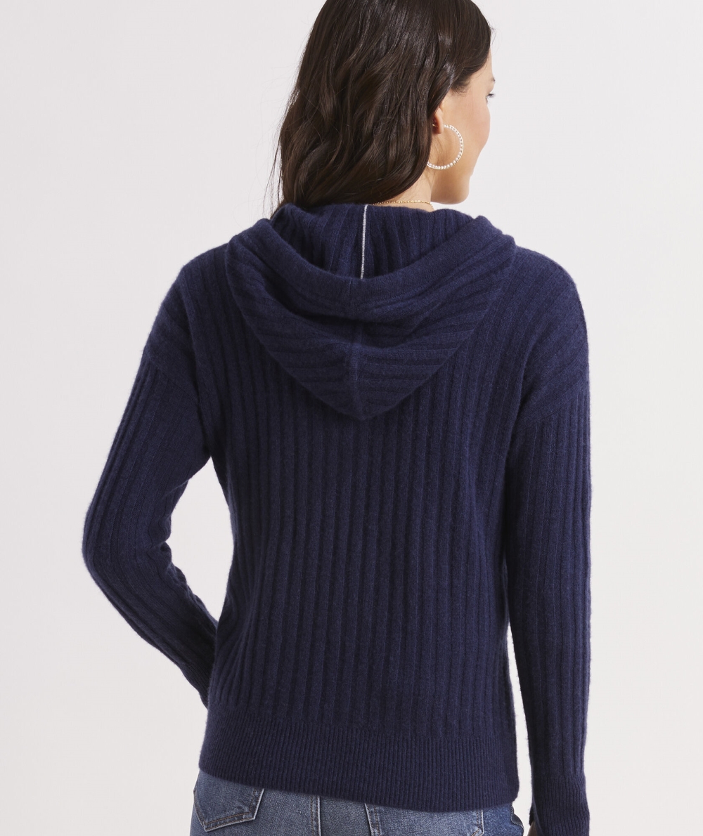 Suéteres Vineyard Vines Seaspun Cashmere Acanalado Hoodie Mujer Azules | ETY-187062