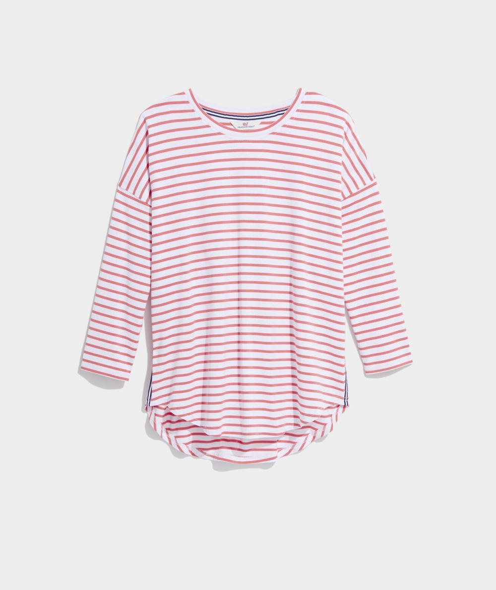 Tees Vineyard Vines A Rayas Deluxe Tee Mujer Stripes | LBA-648932