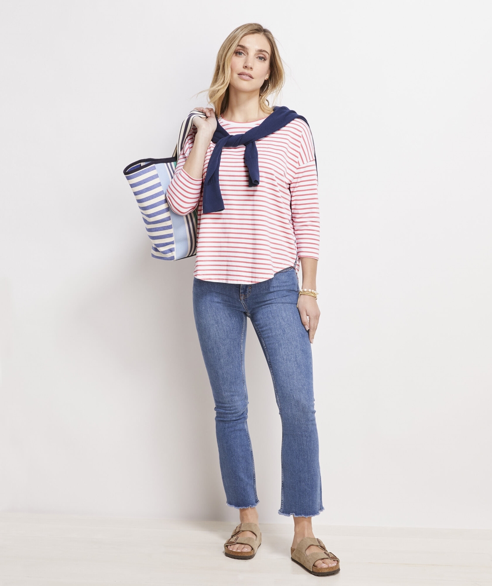 Tees Vineyard Vines A Rayas Deluxe Tee Mujer Stripes | LBA-648932