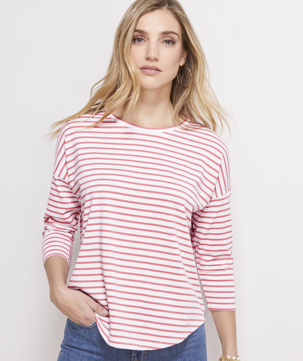 Tees Vineyard Vines A Rayas Deluxe Tee Mujer Stripes | LBA-648932