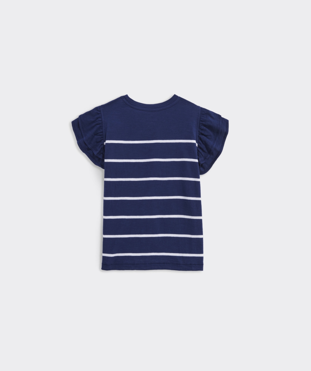 Tees Vineyard Vines A Rayas Flutter-Sleeve Surftee™ Niños Blancos | AQT-980145