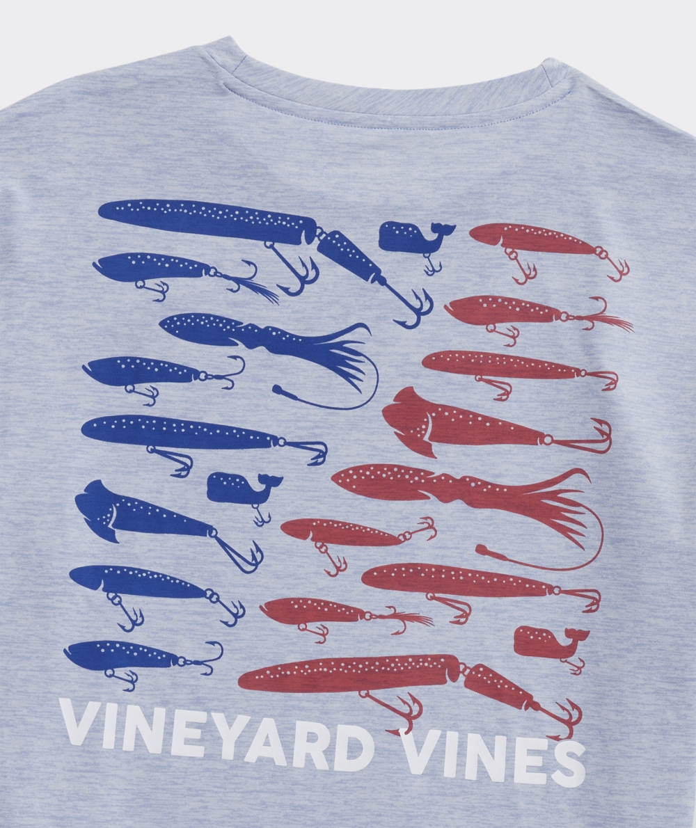 Tees Vineyard Vines Americana Lures Long-Sleeve Harbor Performance Tee Hombre Blancos | VBC-784106