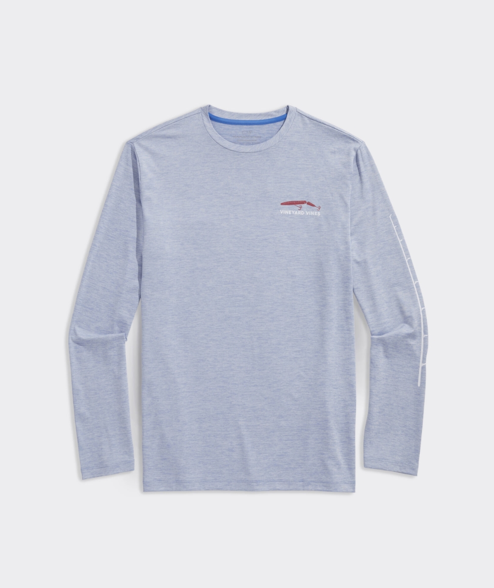 Tees Vineyard Vines Americana Lures Long-Sleeve Harbor Performance Tee Hombre Blancos | VBC-784106