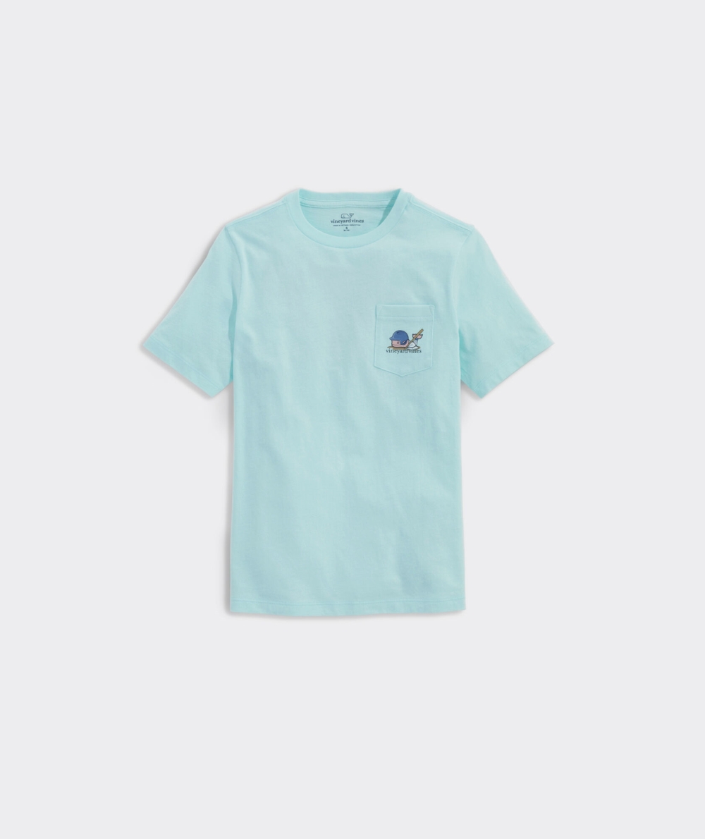 Tees Vineyard Vines Baseball Whale Corta-Sleeve Pocket Tee Niños Azules | EYZ-428139