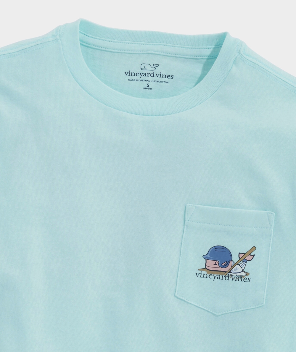 Tees Vineyard Vines Baseball Whale Corta-Sleeve Pocket Tee Niños Azules | EYZ-428139