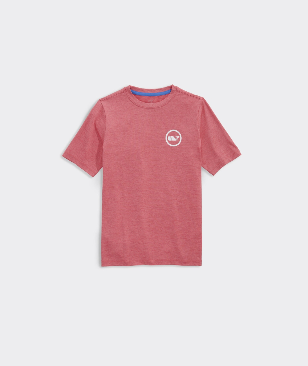 Tees Vineyard Vines Baseball Whale Flag Corta-Sleeve Harbor Performance Tee Niños Rojos | HYF-974150