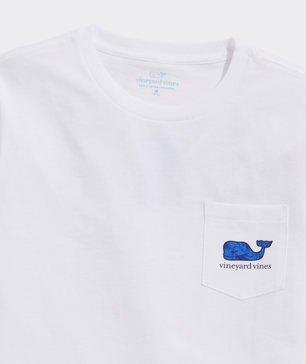 Tees Vineyard Vines Breezy Palm Whale Corta-Sleeve Pocket Tee Niños Blancos | ZBY-245971