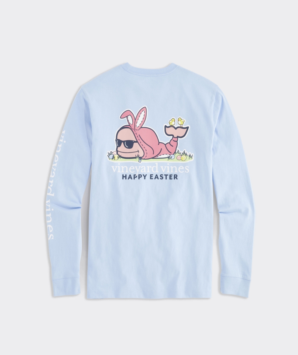 Tees Vineyard Vines Bunny Suit Whale Long-Sleeve Pocket Tee Hombre Azules | DON-865279