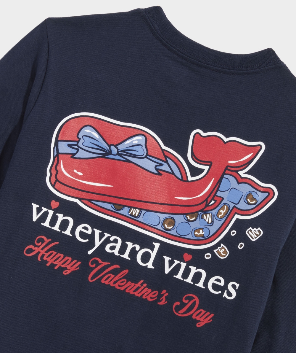 Tees Vineyard Vines Chocolate Whale Box Long-Sleeve Pocket Tee Niños Azul Marino | YHN-035472