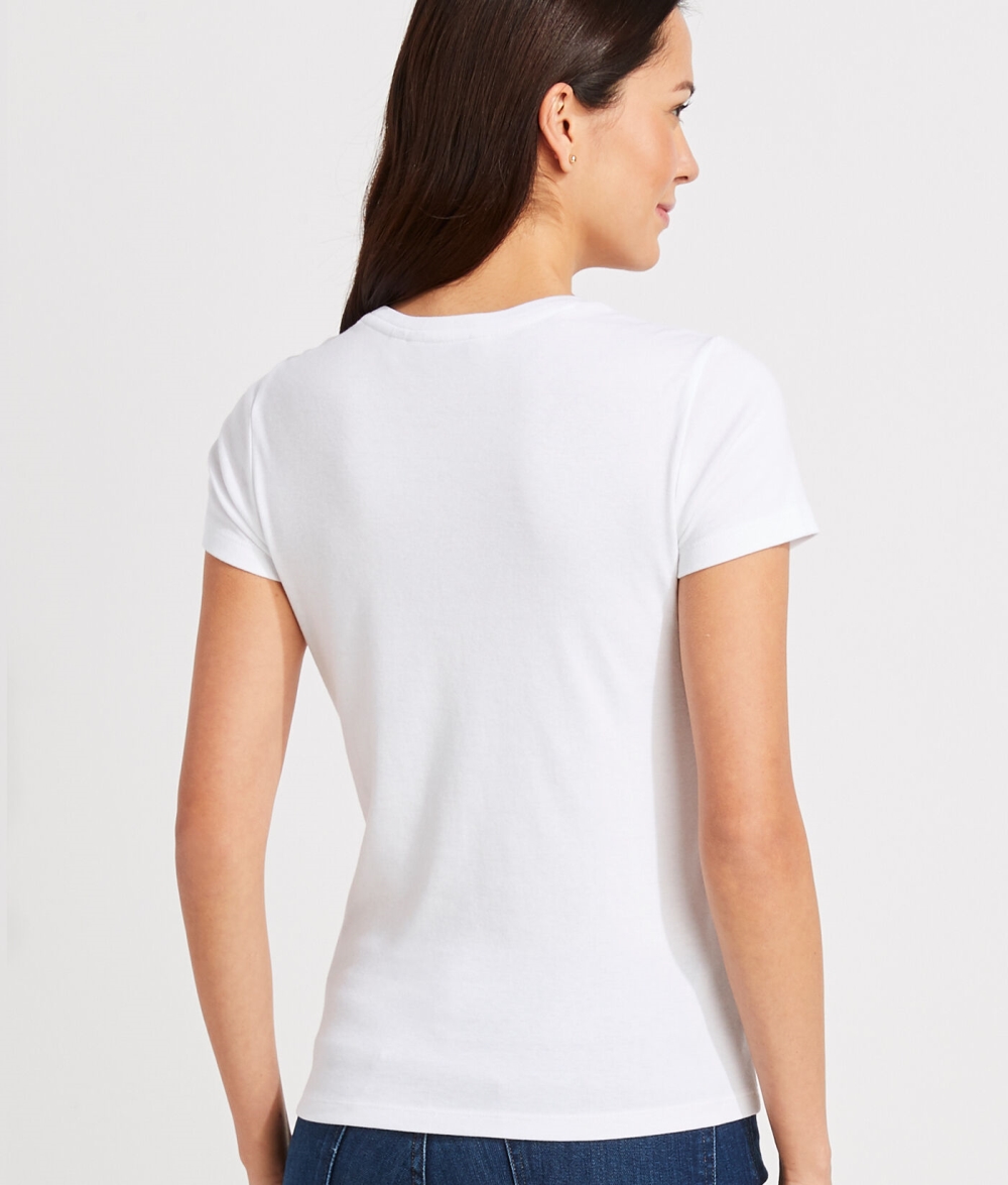 Tees Vineyard Vines Corta-Sleeve Crewneck Simple Tee Mujer Blancos | CVJ-605318