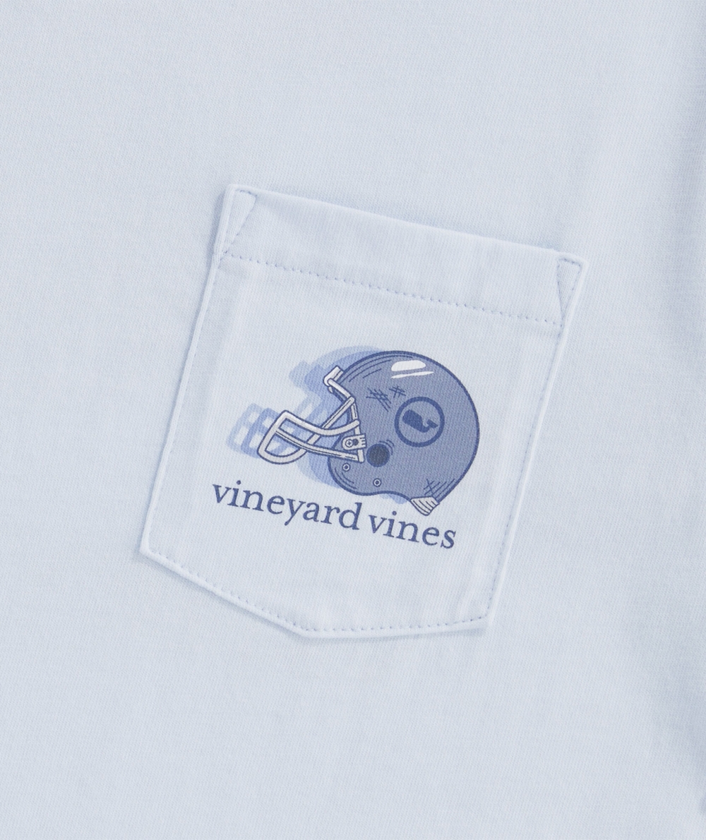 Tees Vineyard Vines Corta-Sleeve Football Helmet Fade Pocket Tee Niños Ancient Water | KOA-418670