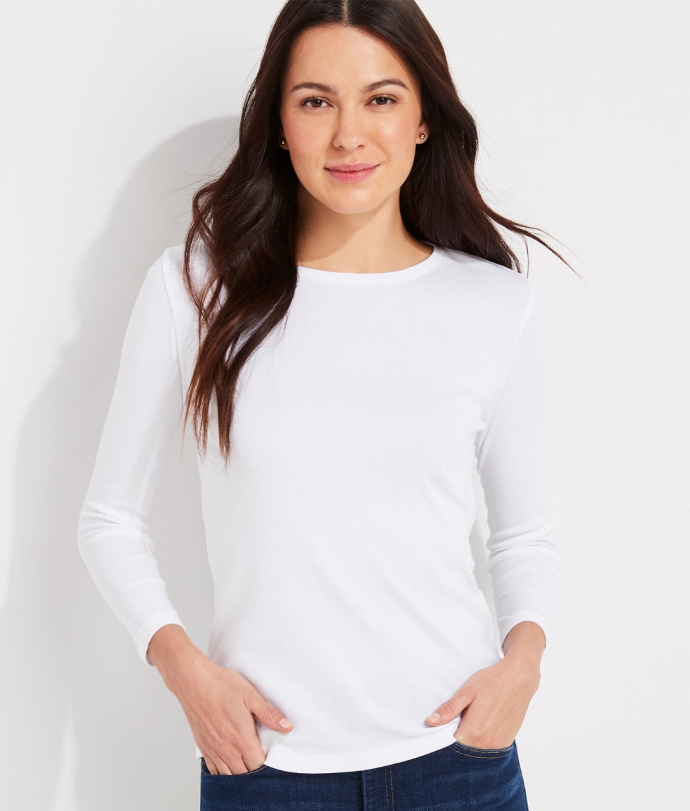 Tees Vineyard Vines Crewneck Simple Tee Mujer Blancos | PVT-967142