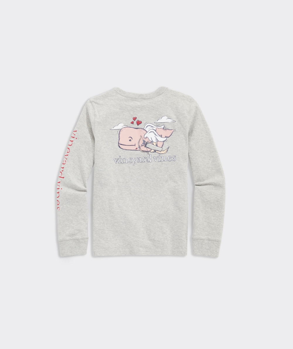 Tees Vineyard Vines Cupid Whale Long-Sleeve Pocket Tee Niños Grises | PLU-305982