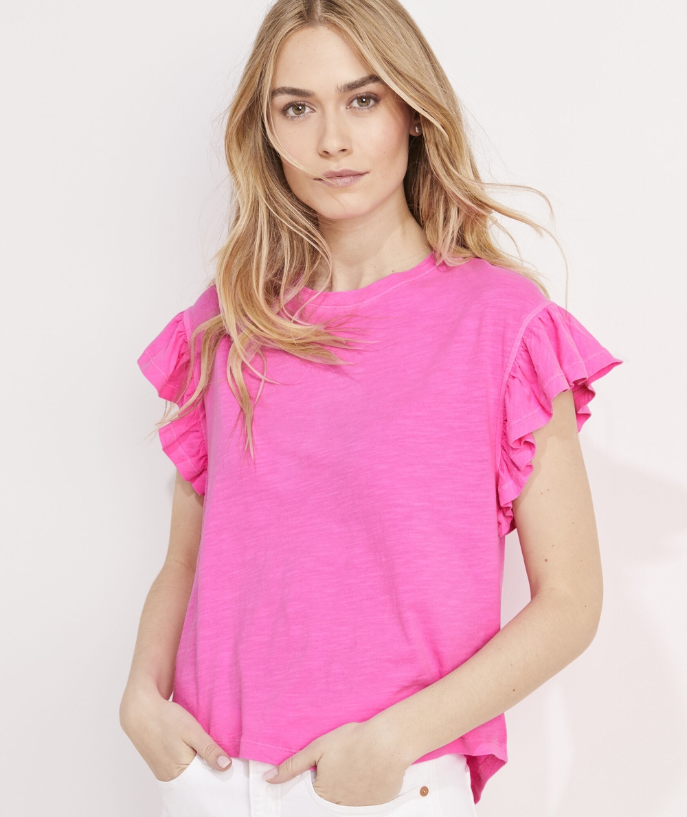 Tees Vineyard Vines Flutter-Sleeve Surftee™ Mujer Neon Confetti | IDL-935428