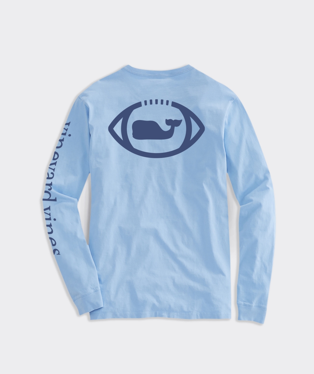 Tees Vineyard Vines Football Whale Dot Long-Sleeve Pocket Tee Hombre Azules | AVQ-854907