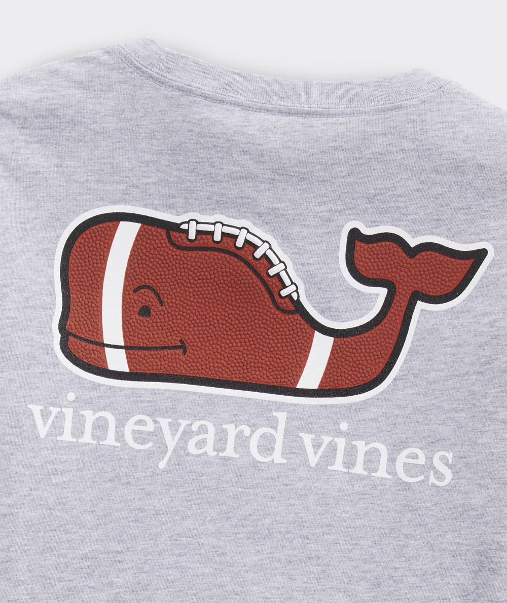 Tees Vineyard Vines Football Whale Long-Sleeve Pocket Tee Niños Barracuda Heather | PYG-128360