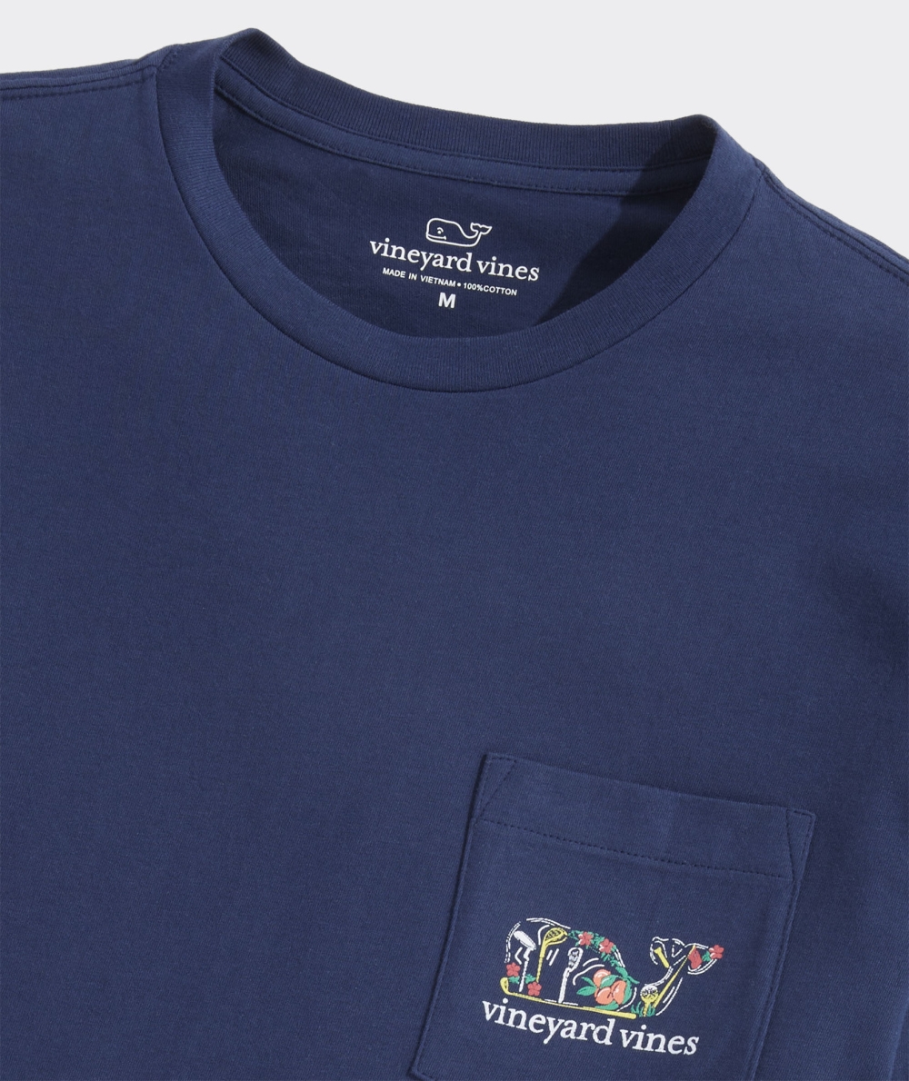 Tees Vineyard Vines Golf Whale Icons Long-Sleeve Pocket Tee Hombre Azules | RDE-368172