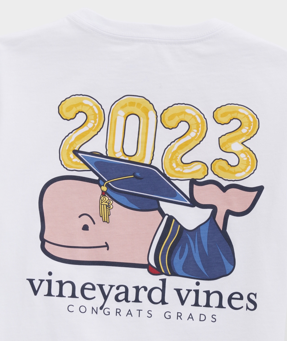 Tees Vineyard Vines Graduation Whale Corta-Sleeve Pocket Tee Niños Blancos | ZEA-850291