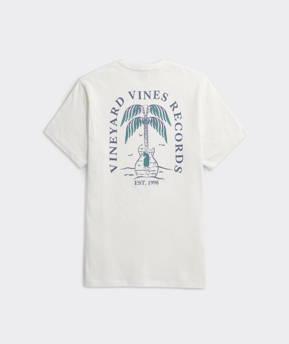 Tees Vineyard Vines Guitar Palm Corta-Sleeve Pocket Tee Hombre Pina Colada | LGJ-934876