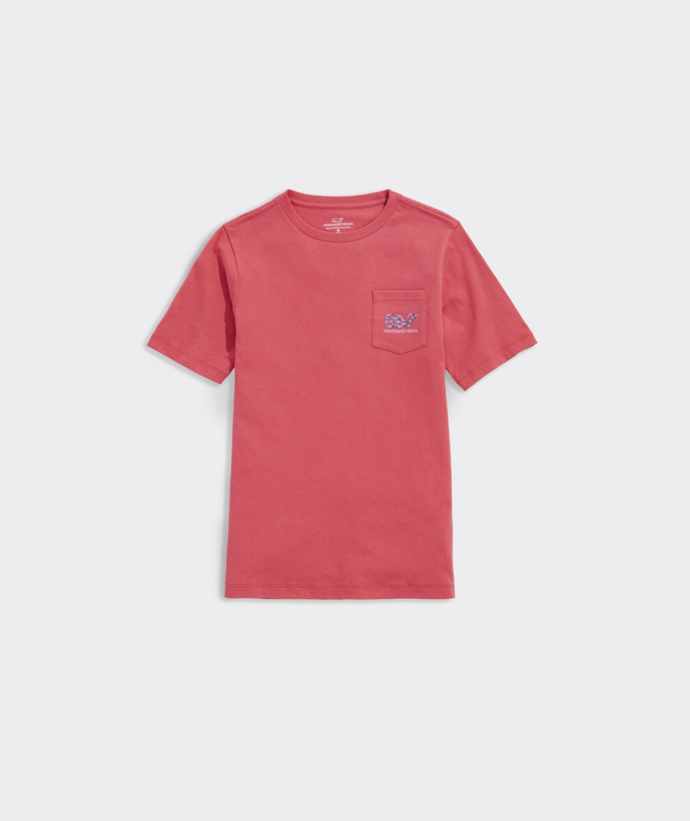 Tees Vineyard Vines Harbour Fish Whale Corta-Sleeve Pocket Tee Niños Rojos | YMH-587634