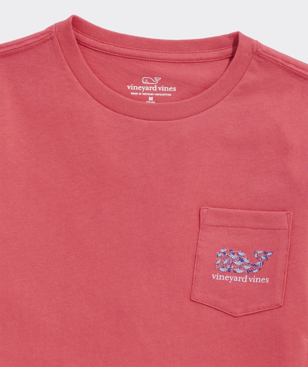 Tees Vineyard Vines Harbour Fish Whale Corta-Sleeve Pocket Tee Niños Rojos | YMH-587634