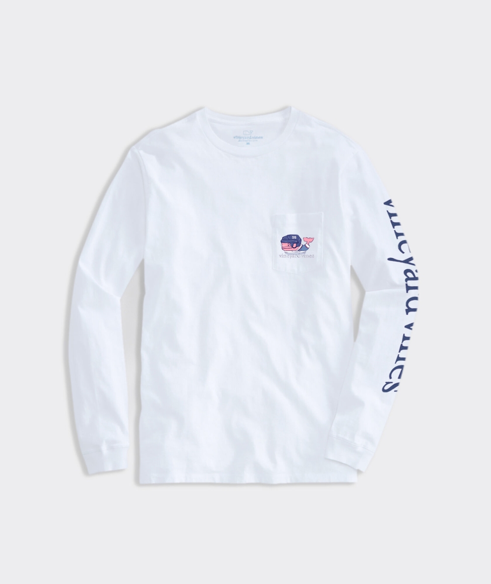 Tees Vineyard Vines Ice Hockey Whale Long-Sleeve Pocket Tee Hombre Blancos | BQT-567382