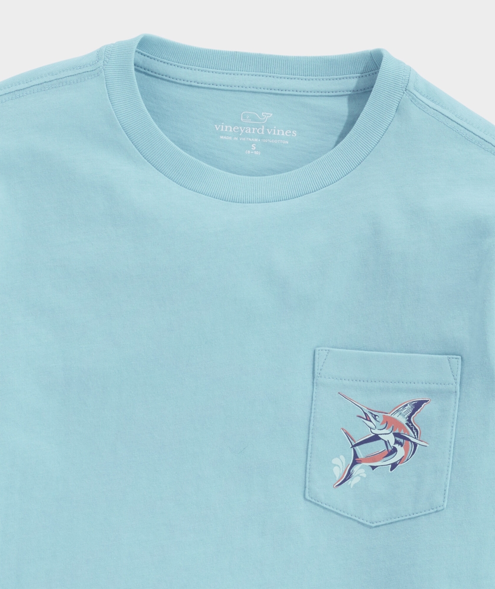 Tees Vineyard Vines Jumping Marlin Long-Sleeve Pocket Tee Niños Sea Grove | ZQD-506421