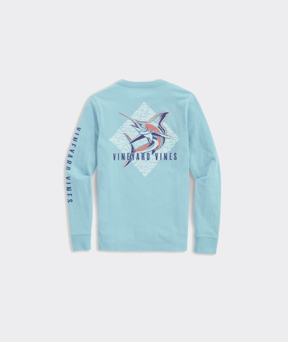 Tees Vineyard Vines Jumping Marlin Long-Sleeve Pocket Tee Niños Sea Grove | ZQD-506421