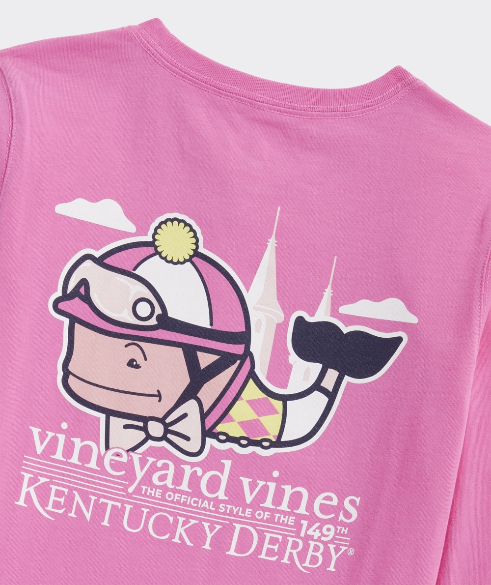 Tees Vineyard Vines Kentucky Derby Jockey Whale Long-Sleeve Pocket Tee Niños Paradise Punch | BVJ-652017