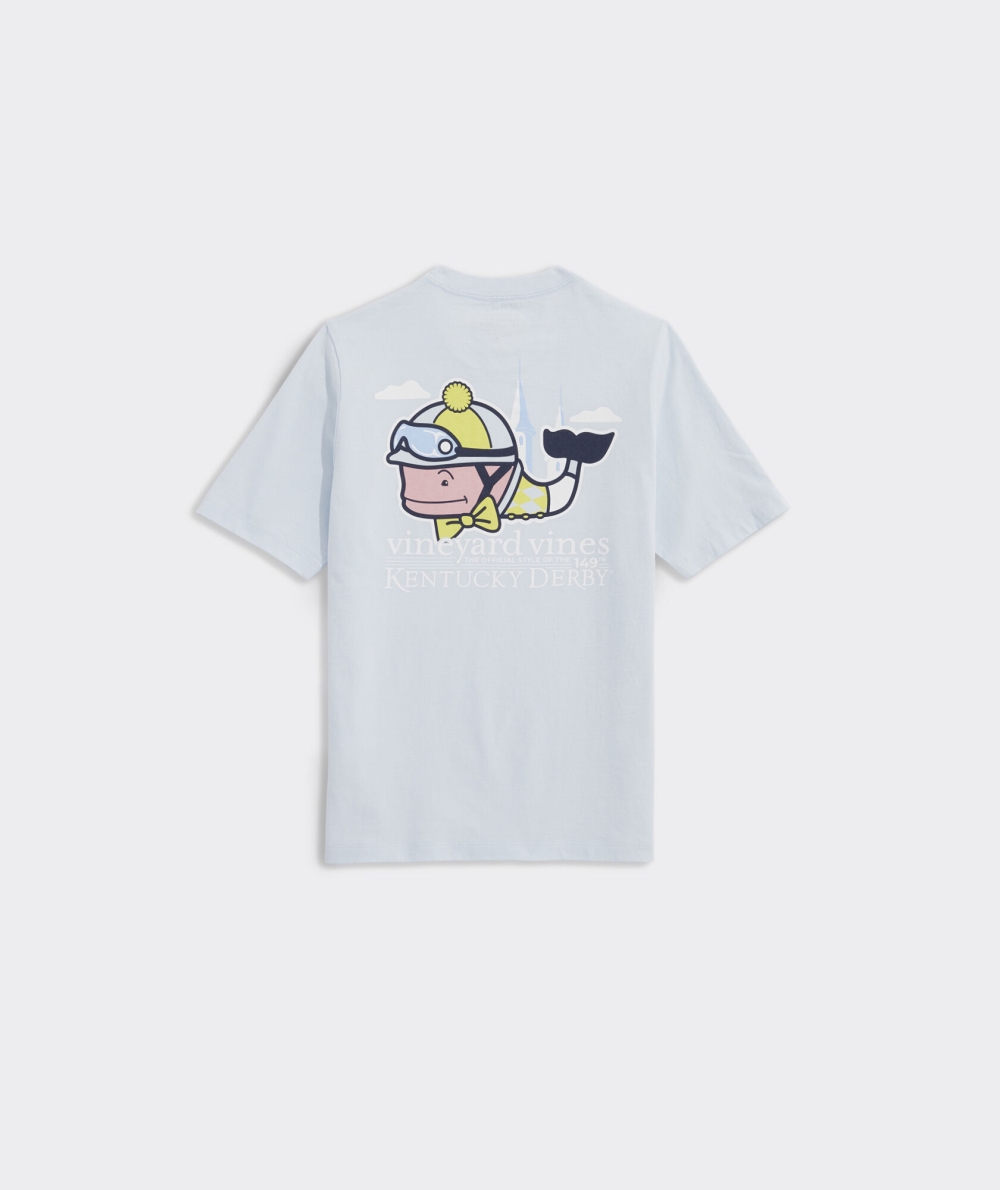 Tees Vineyard Vines Kentucky Derby Jockey Whale Corta-Sleeve Pocket Tee Niños Ice Water | ETB-072841