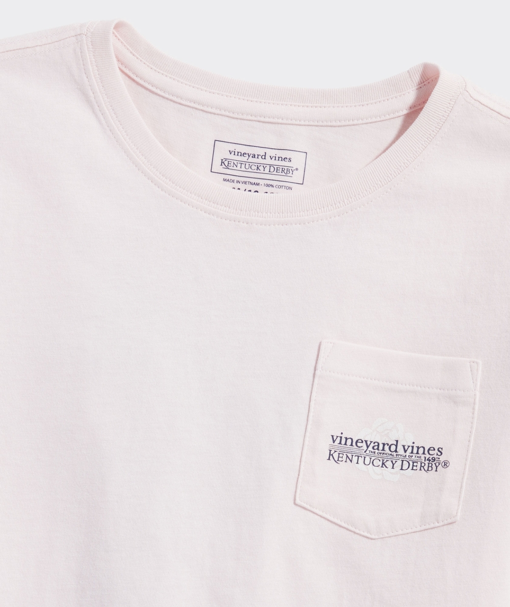 Tees Vineyard Vines Kentucky Derby Run For The Roses Corta-Sleeve Pocket Tee Niños Rosas | APQ-406253