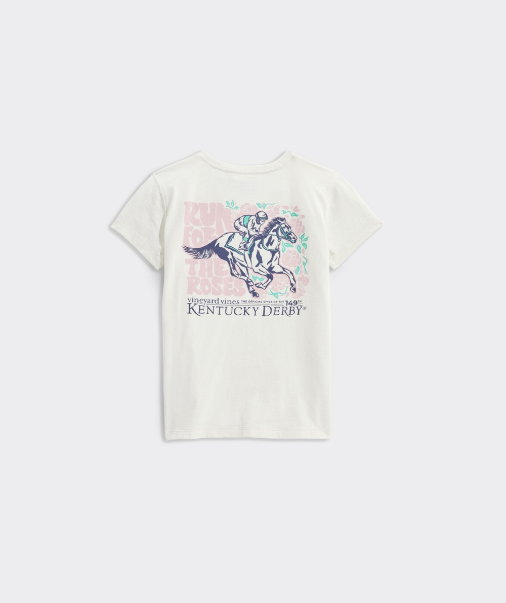 Tees Vineyard Vines Kentucky Derby Run For The Roses Corta-Sleeve Pocket Tee Niños Pina Colada | NMC-107948