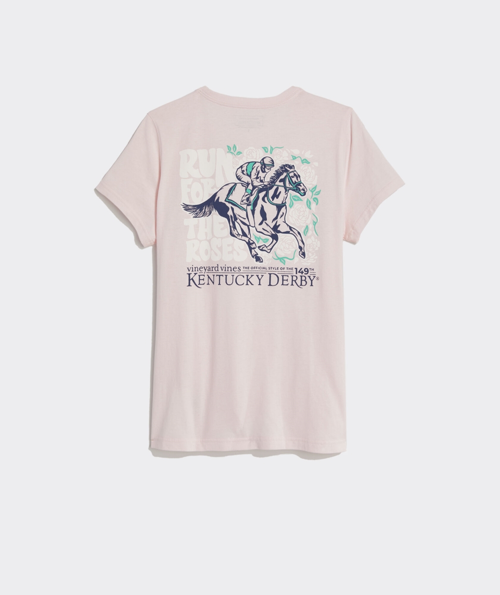 Tees Vineyard Vines Kentucky Derby Run For The Roses Corta-Sleeve Pocket Tee Mujer Rosas | ZYD-643158