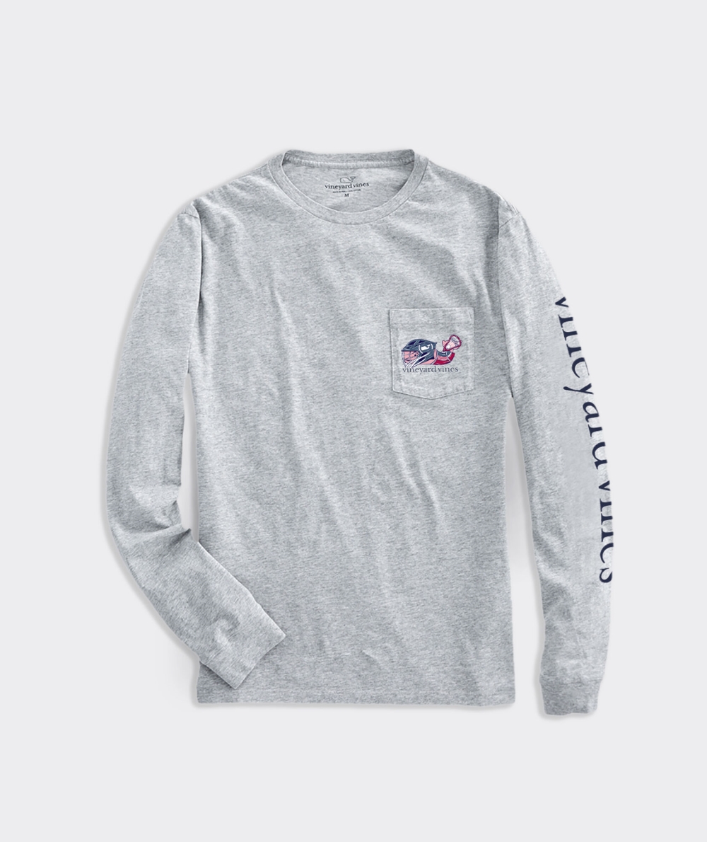 Tees Vineyard Vines LAX Whale Long-Sleeve Pocket Tee Hombre Grises | EQV-293586