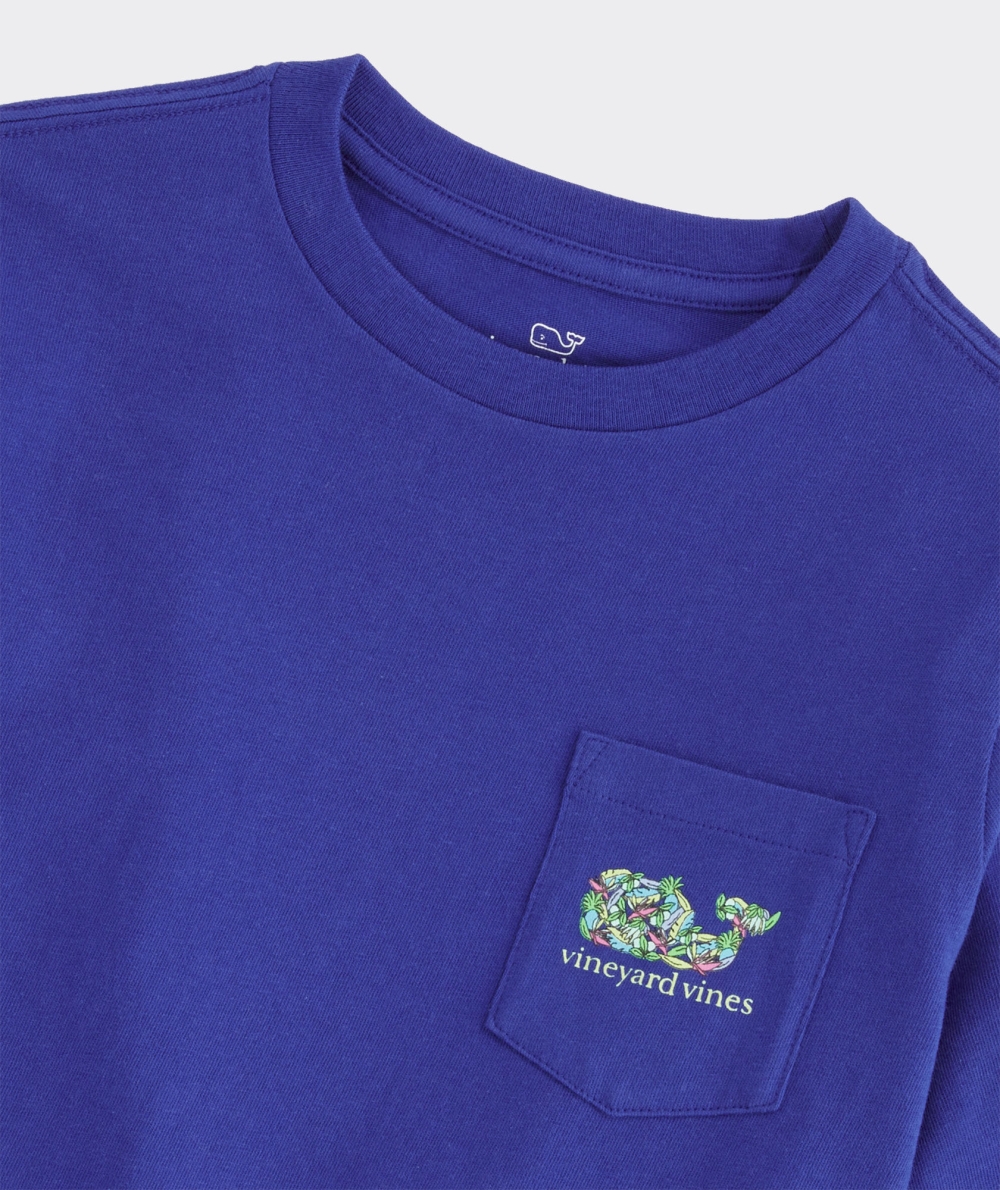 Tees Vineyard Vines La Palmeraie Whale Corta-Sleeve Pocket Tee Niños Azules | JQZ-843152