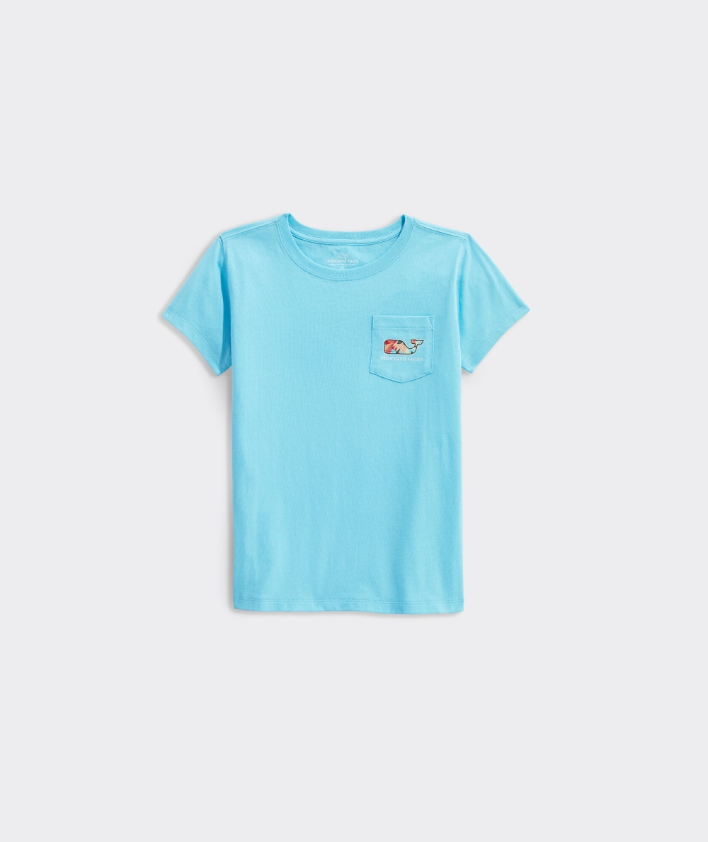 Tees Vineyard Vines La Palmeraie Whale Corta-Sleeve Pocket Tee Niños Turqs | XAL-185439