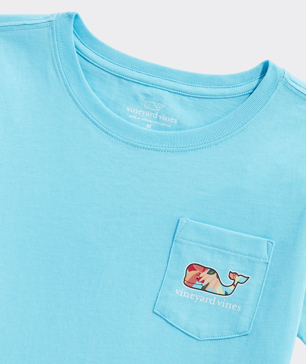 Tees Vineyard Vines La Palmeraie Whale Corta-Sleeve Pocket Tee Niños Turqs | XAL-185439