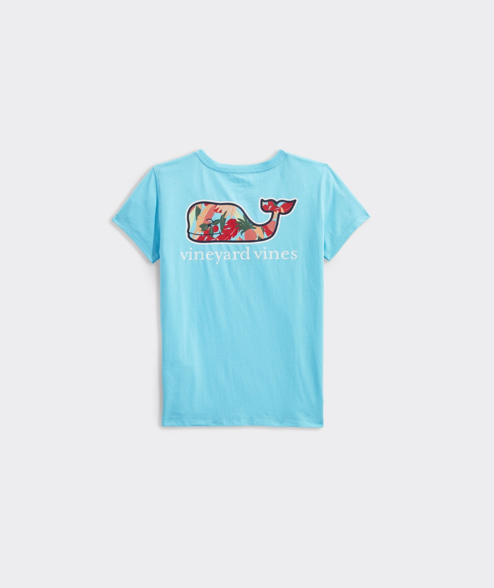 Tees Vineyard Vines La Palmeraie Whale Corta-Sleeve Pocket Tee Niños Turqs | XAL-185439