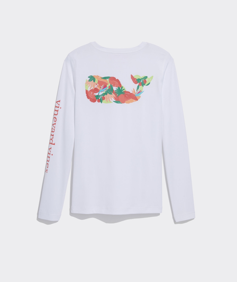 Tees Vineyard Vines La Palmeraie Whale Long-Sleeve Swim Shirt Mujer Blancos | OPE-394027