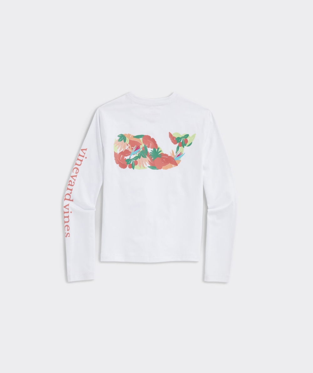 Tees Vineyard Vines La Palmeraie Whale Long-Sleeve Swim Shirt Niños Blancos | ZHW-679842