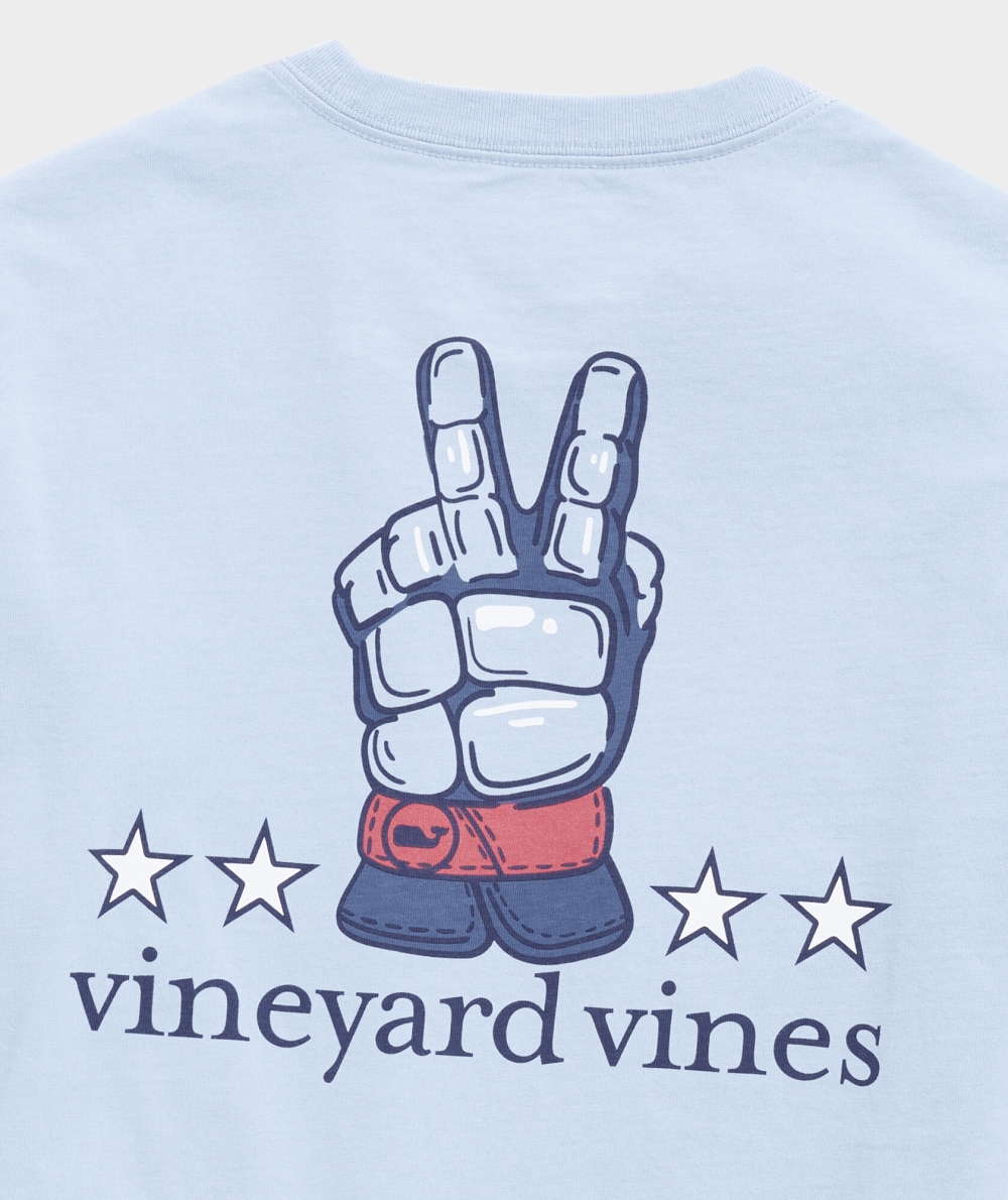 Tees Vineyard Vines Lacrosse Glove Peace Sign Long-Sleeve Pocket Tee Niños Azules | OSU-496250