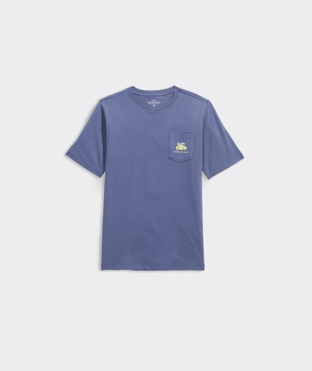 Tees Vineyard Vines Lazy River Turtle Corta-Sleeve Pocket Tee Niños Ocean Splash | SUN-214975