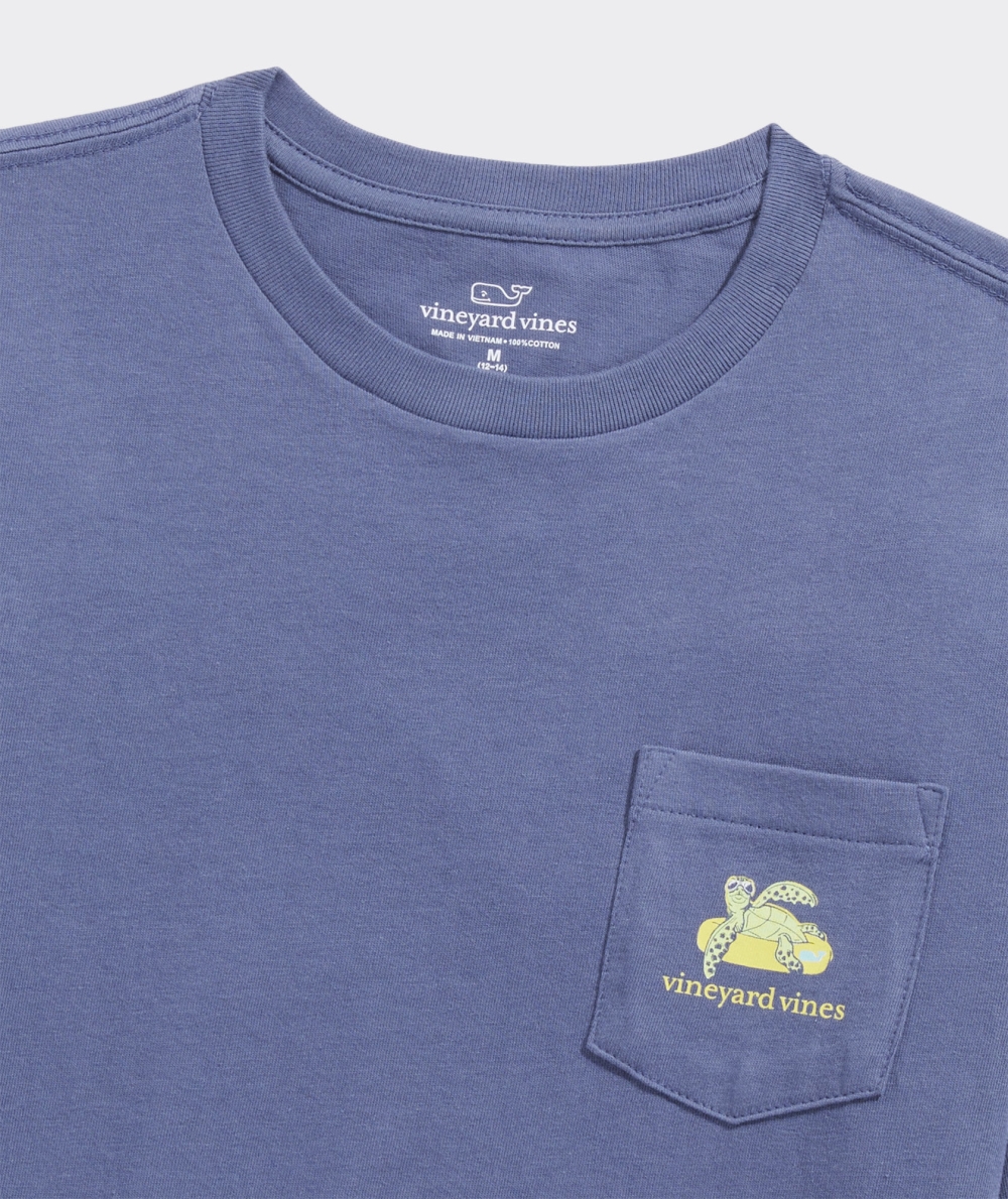 Tees Vineyard Vines Lazy River Turtle Corta-Sleeve Pocket Tee Niños Ocean Splash | SUN-214975