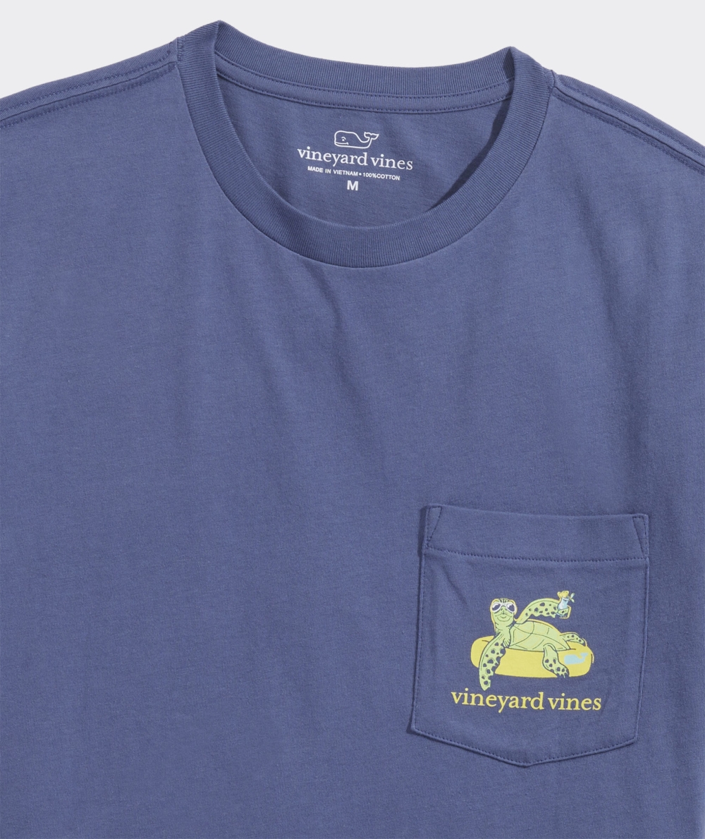 Tees Vineyard Vines Lazy River Turtle Corta-Sleeve Pocket Tee Hombre Ocean Splash | XEV-709826